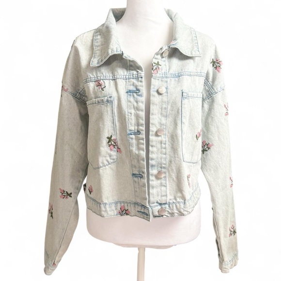 Sincerely Jules Floral Embroidered Denim Jacket - Picture 1 of 8